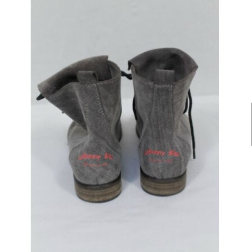 Le Bunny Bleu Gray Suede Leather Lace Up Boots 7 - Picture 4 of 5